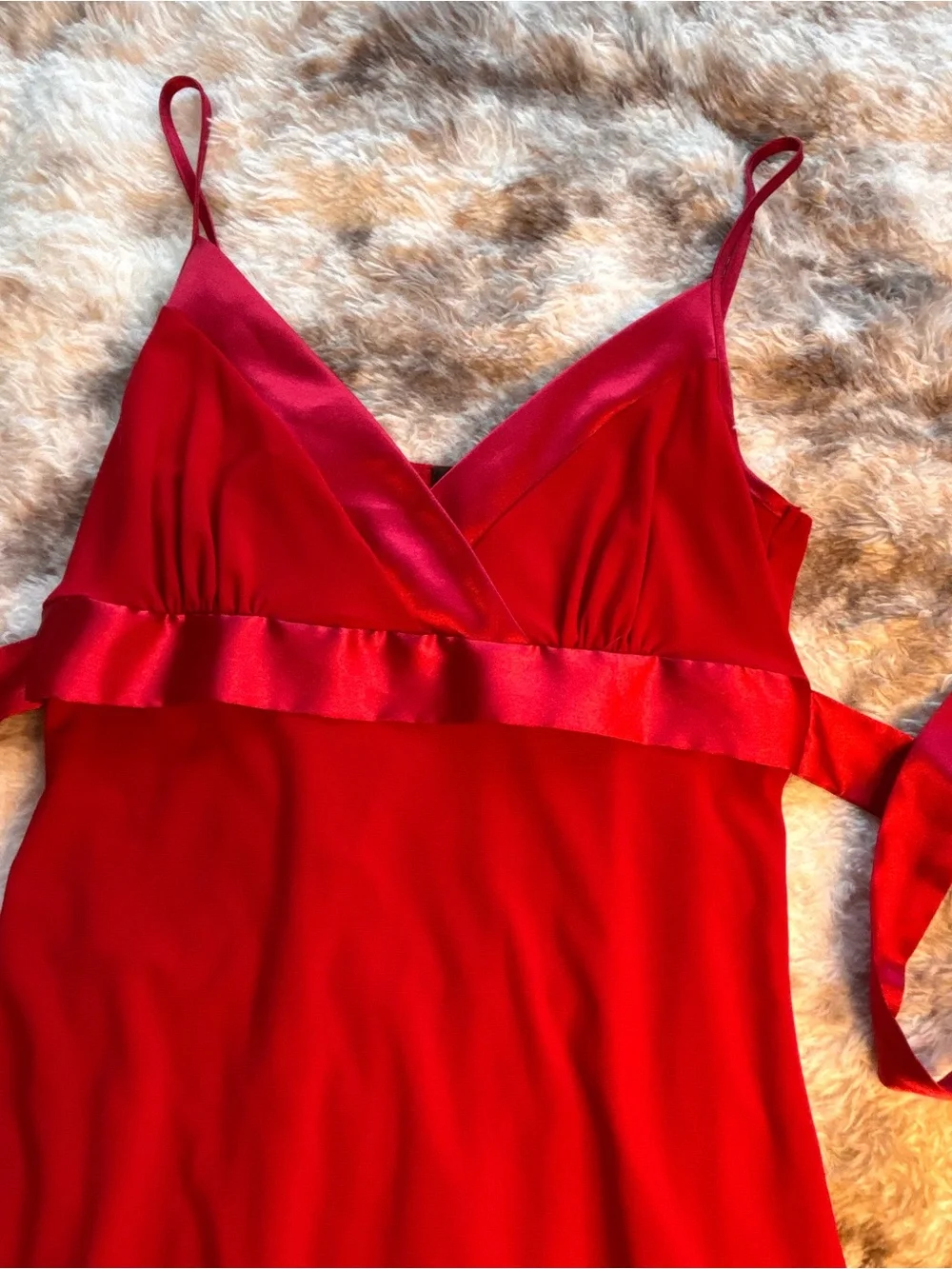 Vintage Y2K Wet Seal Red Satin-Trim Slip Dress